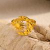 INS Style Sun Moon Titanium Steel Ring Luxury Premium Open Adjustable Band Ring 18K Gold Stainless Steel Jewelry