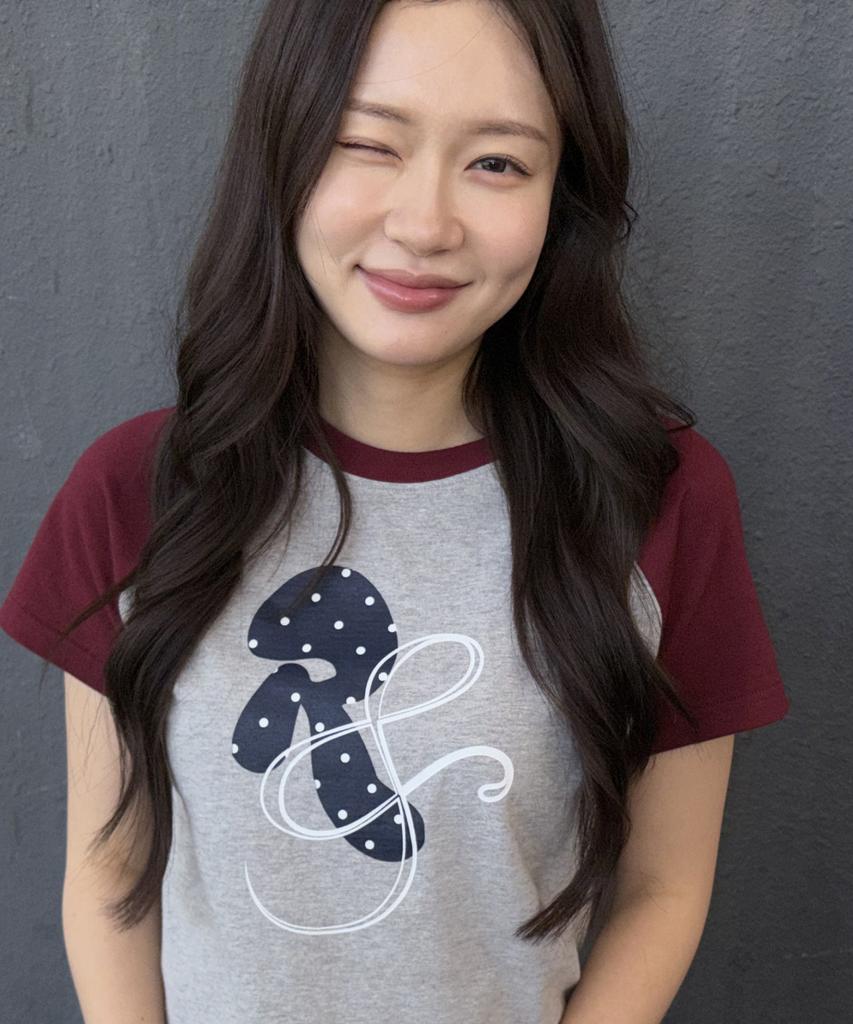 Loginaenloji Rnr Dot Point Ragian T-Shirt Gray-Wine
