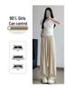 Petite Ice Silk Wide-Leg High Waist Summer Pants for Women