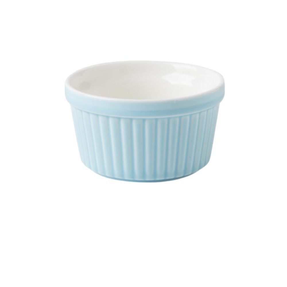 4Pcs Colorful Souffle Cups Oven Safe Fluted Porcelain Bowls Creme Brulee Dishes  Desserts