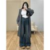 150kg Plus-Size Women's Retro Wide-Leg Jeans, New Spring Style Pants for Women, Slimming Straight-Leg Floor-Length Pants for Plus-Size Women
