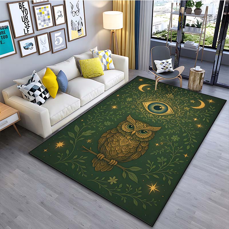Divining Owl Printed Carpet for Living Room Bedroom Bedside Bathroom Floor Mat Area Rugged Sofa Mat Home Decor Large Size