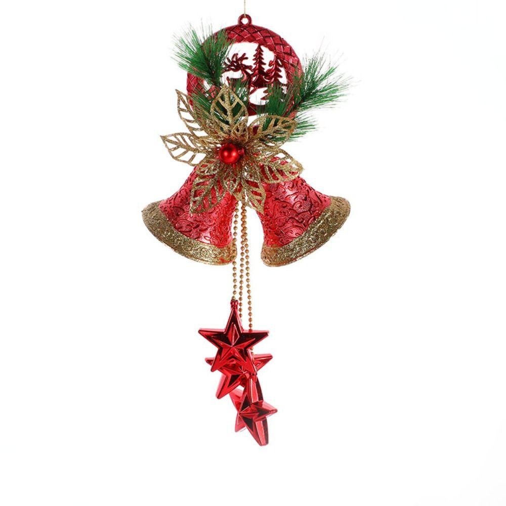 

Red Christmas Pentagram Pendant Plastic Christmas Decorations Ornament Christmas Bell Pendant Kids Red Bell