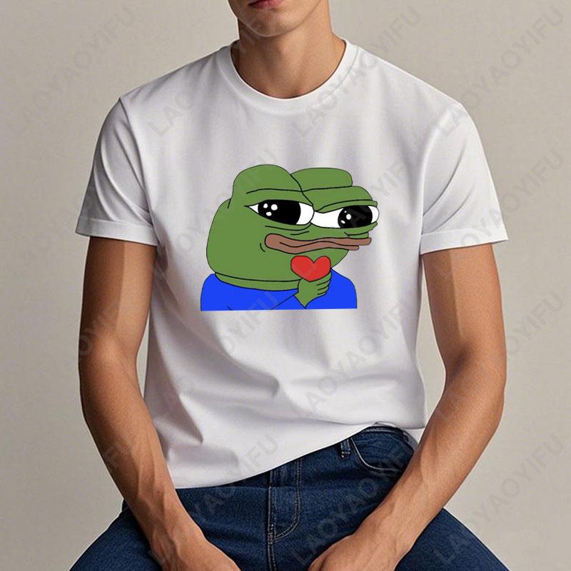 Sad Frog PEPE Funny Graphic T Shirts Summer Clothes for Man High Quality Cotton Short-sleev Tee-shirts Humor Camisetas Hombre