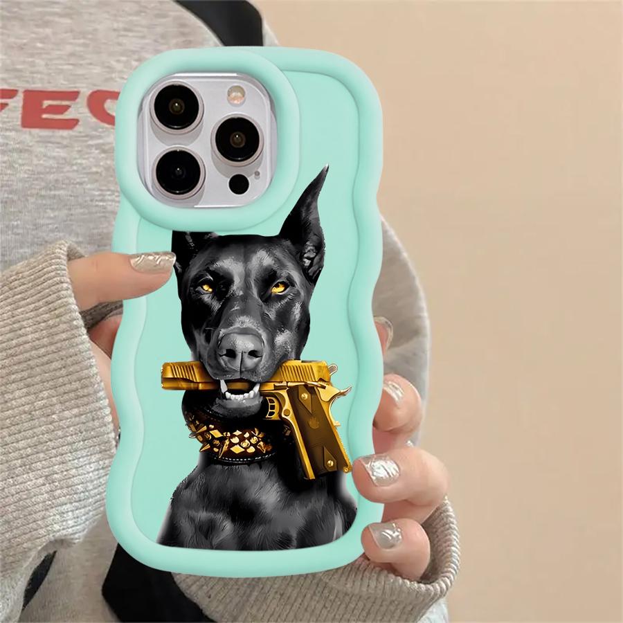 Case for iPhone 8 12 15 Plus 16 Pro Max 14 11 XR 13 17 Air Soft Phone Cover Trendy Doberman