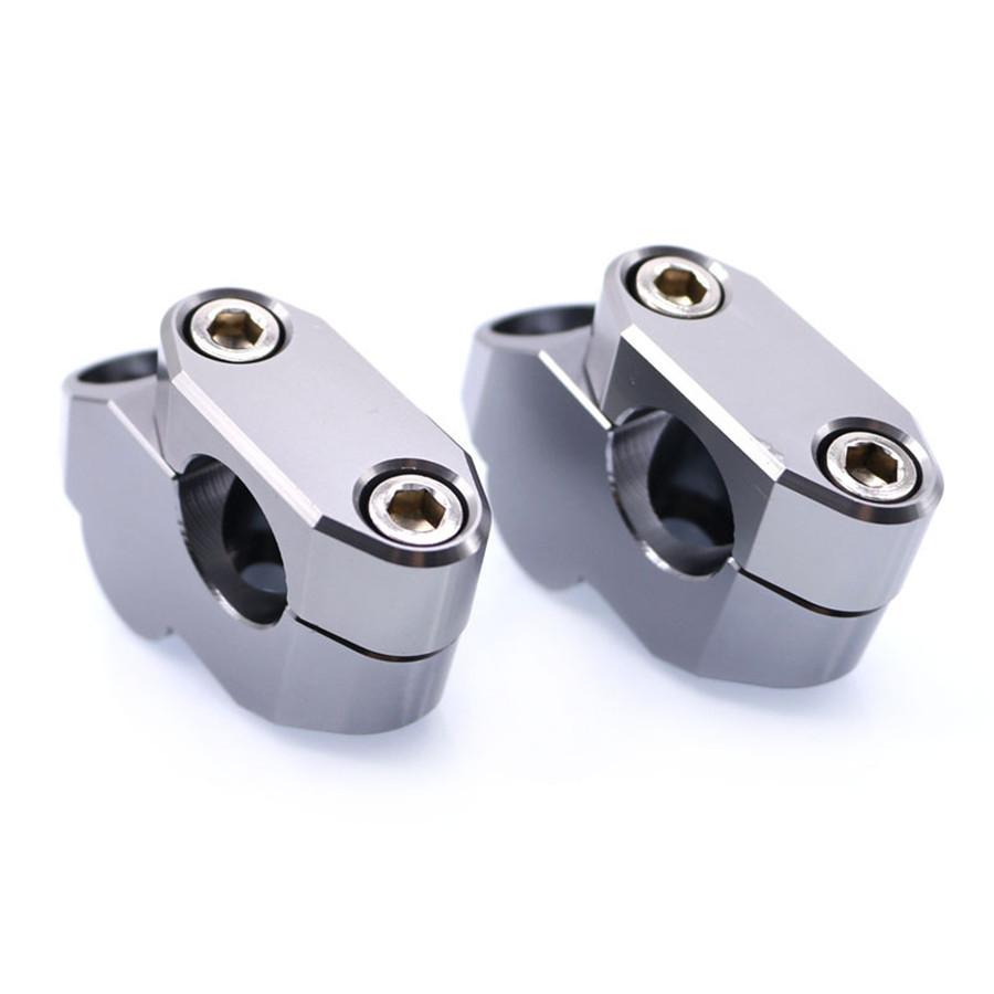 2X Silver Billet Aluminum 7/8" 22mm Motorcycle Mount Extension Handlebar Risers