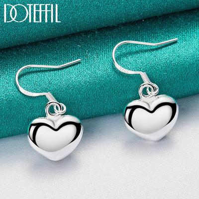 Herz-Anhänger-Ohrringe, Geschenk, Silber, Modeschmuck