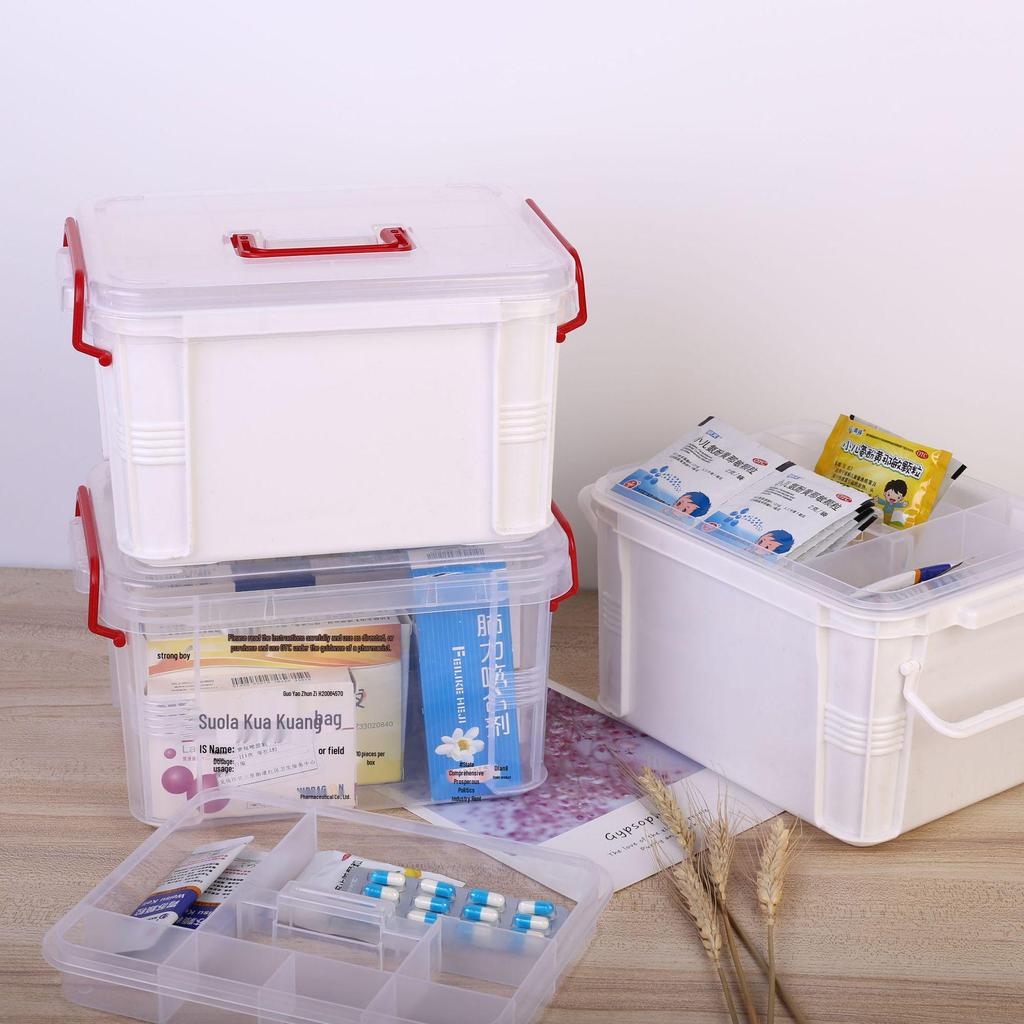 Extra Large Double-Layer Handheld Medicine and First Aid Storage Box