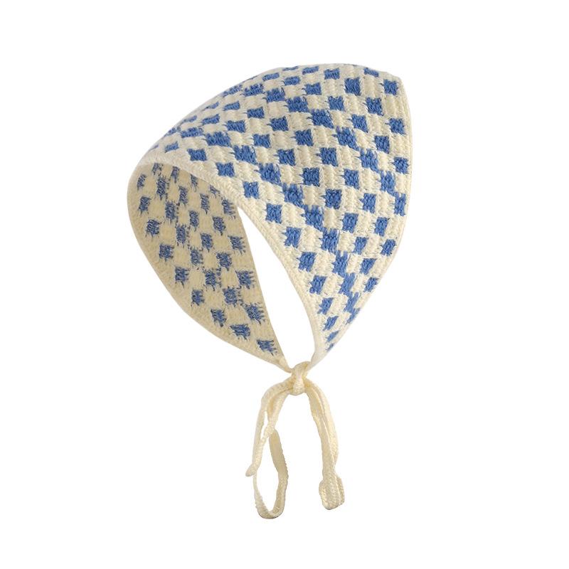 Headscarf summer women's pastoral triangle scarf literary retro crochet triangle scarf hat Y2K hot girl girl children hollow bud