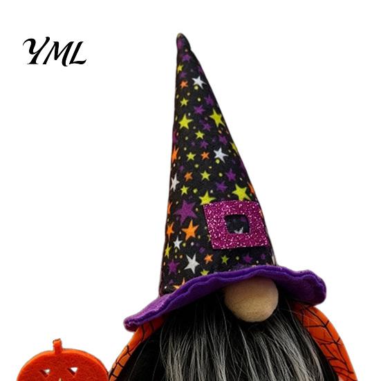Cute Spooky Window Figurines Halloween Gnome Decoration, Witch Swedish Tomte Ornament, Plush Unique Present Ideas Scandinavian Elf Dwarf for