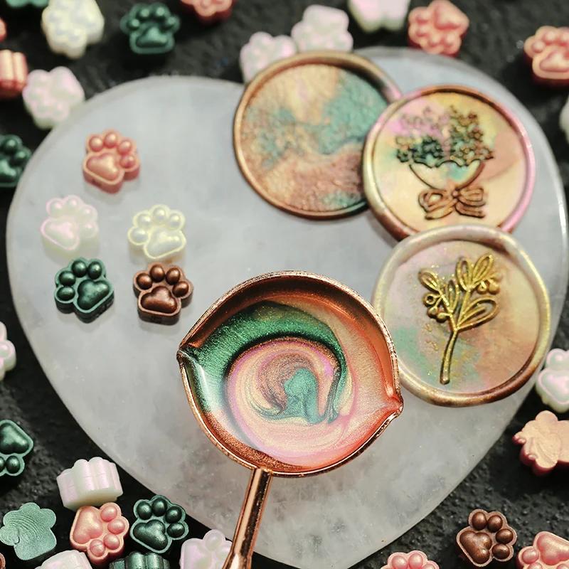 150pcs Original Cat Paw Seal Wax Grains Mixed Color Pearlescent Wax DIY Manual Account Greeting Card Envelope Decoration