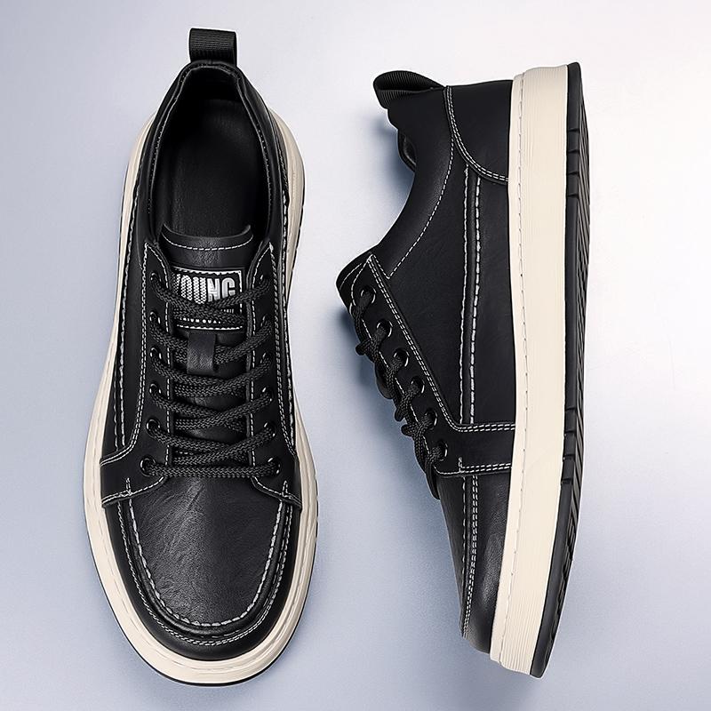 Fashion New Classic Round Toe Sneakers Luxury Brand Man Walking Footwear Men Casual Shoes Men Leather Flats Handmade Mens Skate Shoes