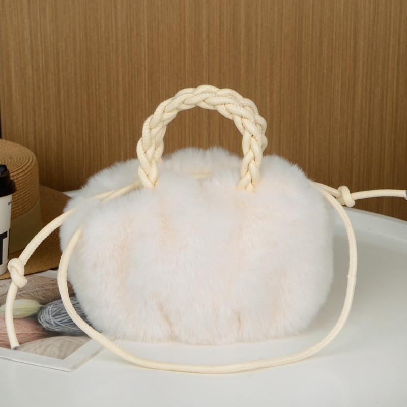 Plush Cloud Shoulder Bag With Drawstring Closure For Daily Use In Soft Fur Material