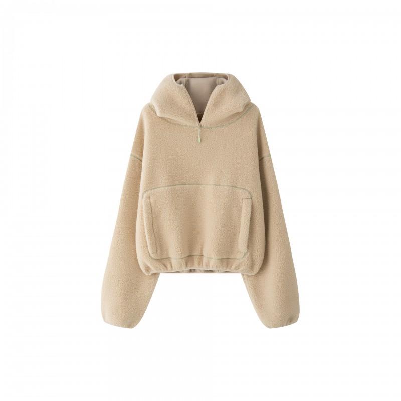 Womens Oversized Hooded Sweatshirt With Fleece Lining Warm Winter Casual Top In Chenille Fabric