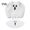 Durable Ghost Outfit for Halloween Decoration Poncho Costume Kids Adults, Spooky White Cloak Soft Friendly Dress Kindergarten Performance with