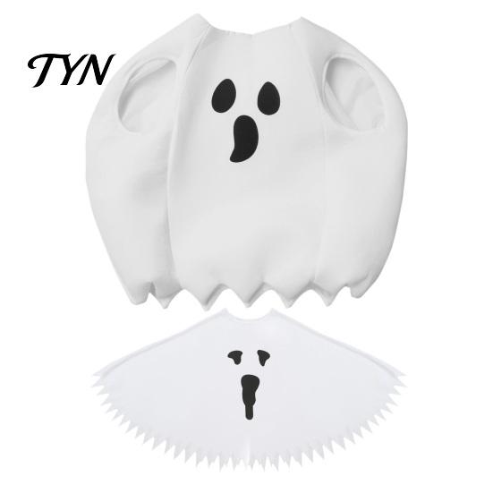 Durable Ghost Outfit for Halloween Decoration Poncho Costume Kids Adults, Spooky White Cloak Soft Friendly Dress Kindergarten Performance with