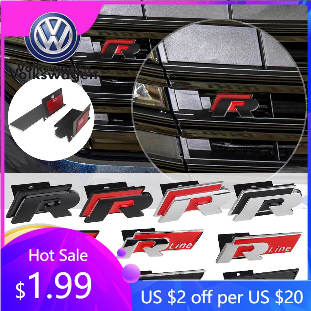 2026 Hot For VOLKSWAGEN VW 3D Metal Car Front Grille R RLINE Emblem Badge Sticker For Volkswagen VW K5 MK6 MK7 Logo Decoration D
