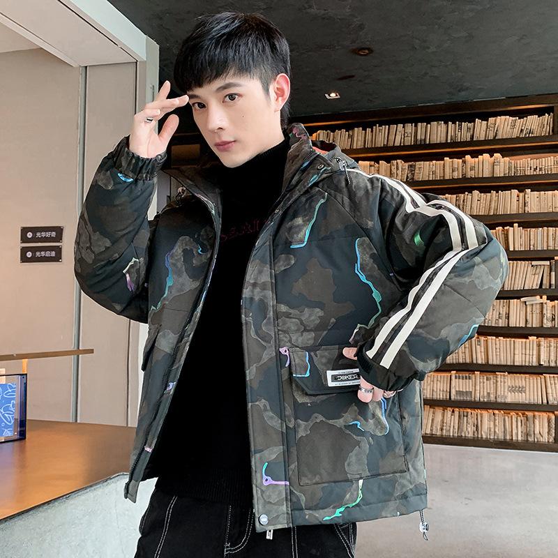 

Down jacket men s short 2025 winter new casual hooded camouflage men s top warm duck down thickened jacket XXXL