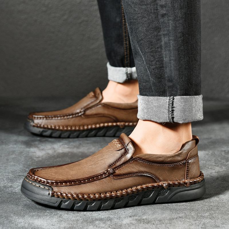 38-46 HOHO FAIR Spring/Fall Outdoor Leather Shoes Mens Car Driving Shoes Leather Large Size Ankle Boots Casual Shoes