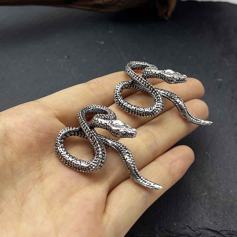 Men's Retro Silver Python Snake Pendant Necklace