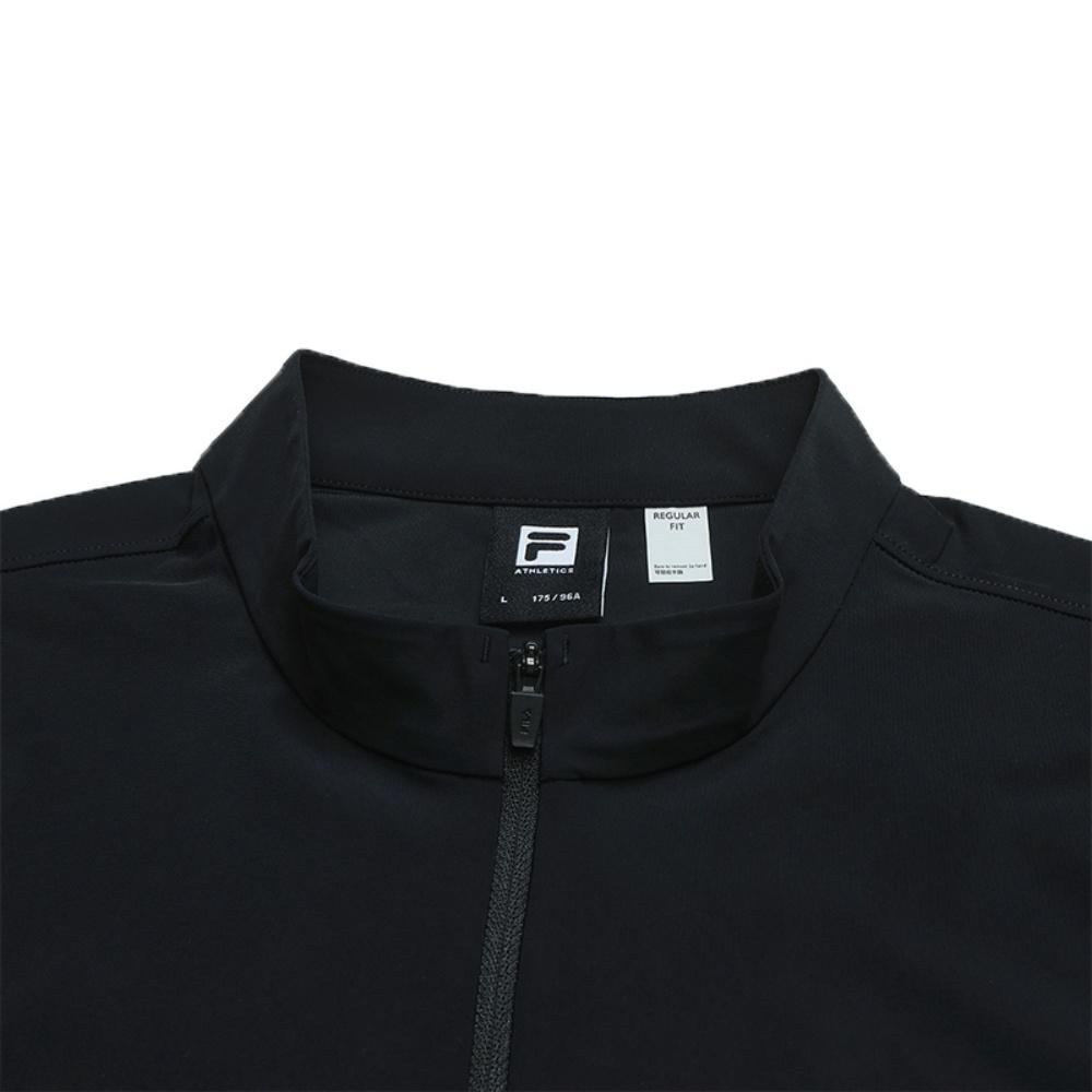 FILA Explore Minimalist Stand Collar Sports Outdoor Cool Feeling Moisture Wicking Quick Dry Short Sleeve T-Shirt Men Tops Deep-Black A51M627101FBK