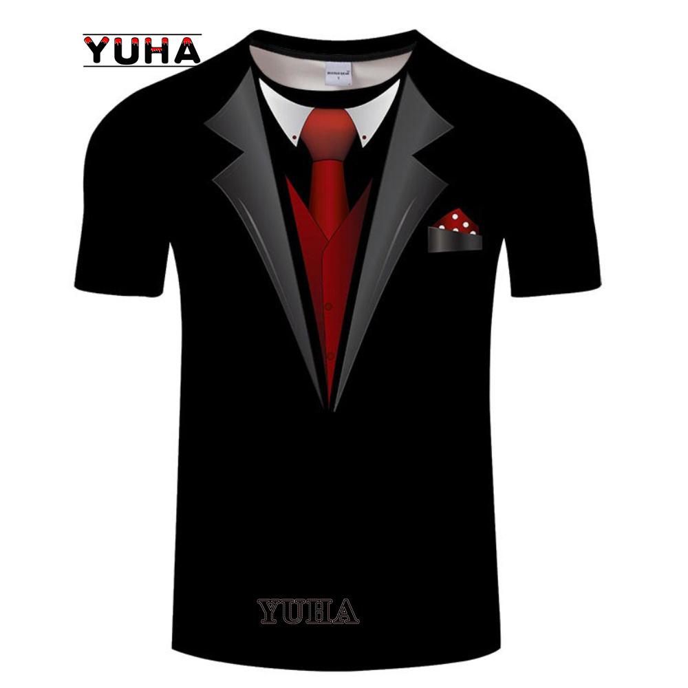 Bow tie 3D T-shirt summer men s shirt tuxedo retro tie suit 3D printed T-shirt casual short-sleeved streetwear funny fake suit 6XL