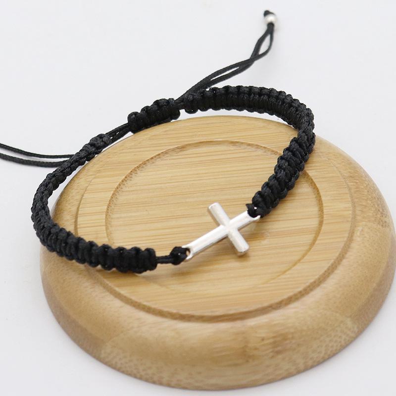 

Креативный стальной розарий металлический браслет-манжета с плетеной ручной веревкой BZSZJSL0001