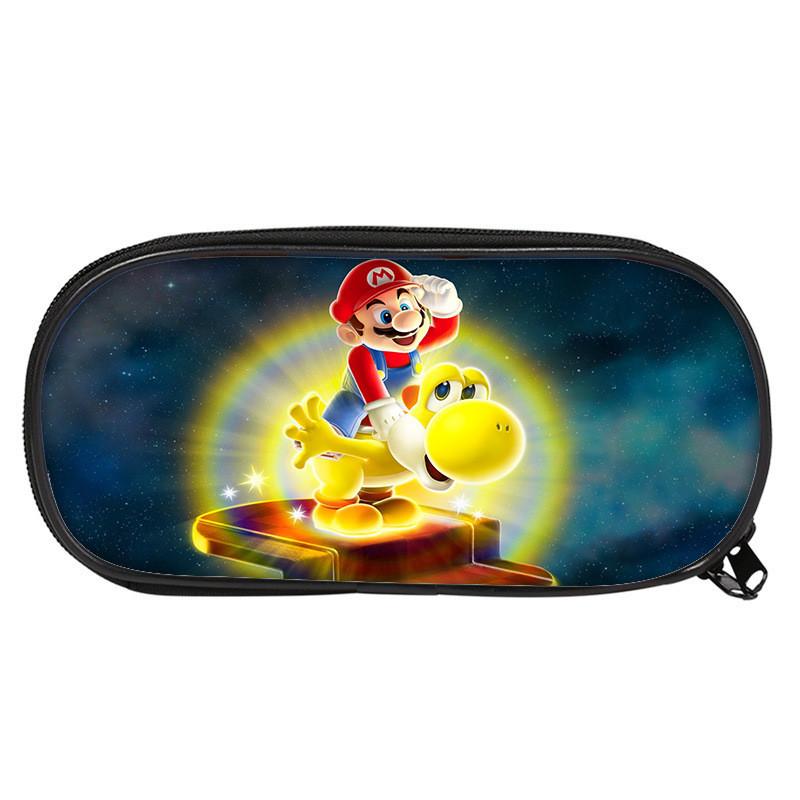 Super Mario Bros Pencil Case For Students Nylon Storage Bag Large Capacity Organizer