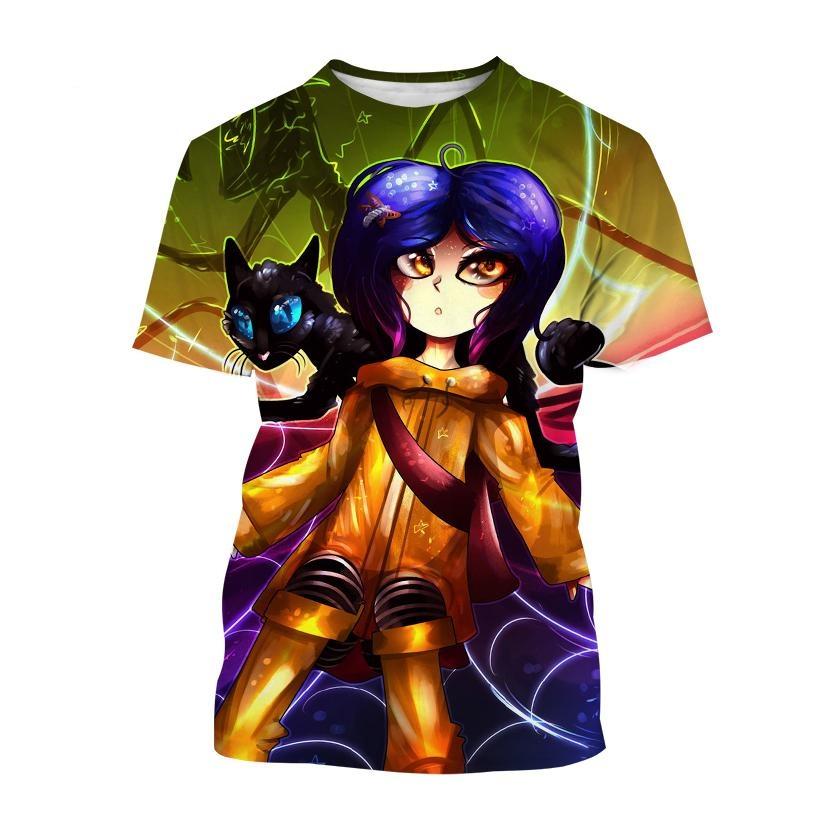 

Нова літня футболка з 3D-принтом Coraline Чоловіки Жінки Жахи Аніме Футболки з короткими рукавами Великі футболки Harajuku Верхній дитячий одяг 5XL