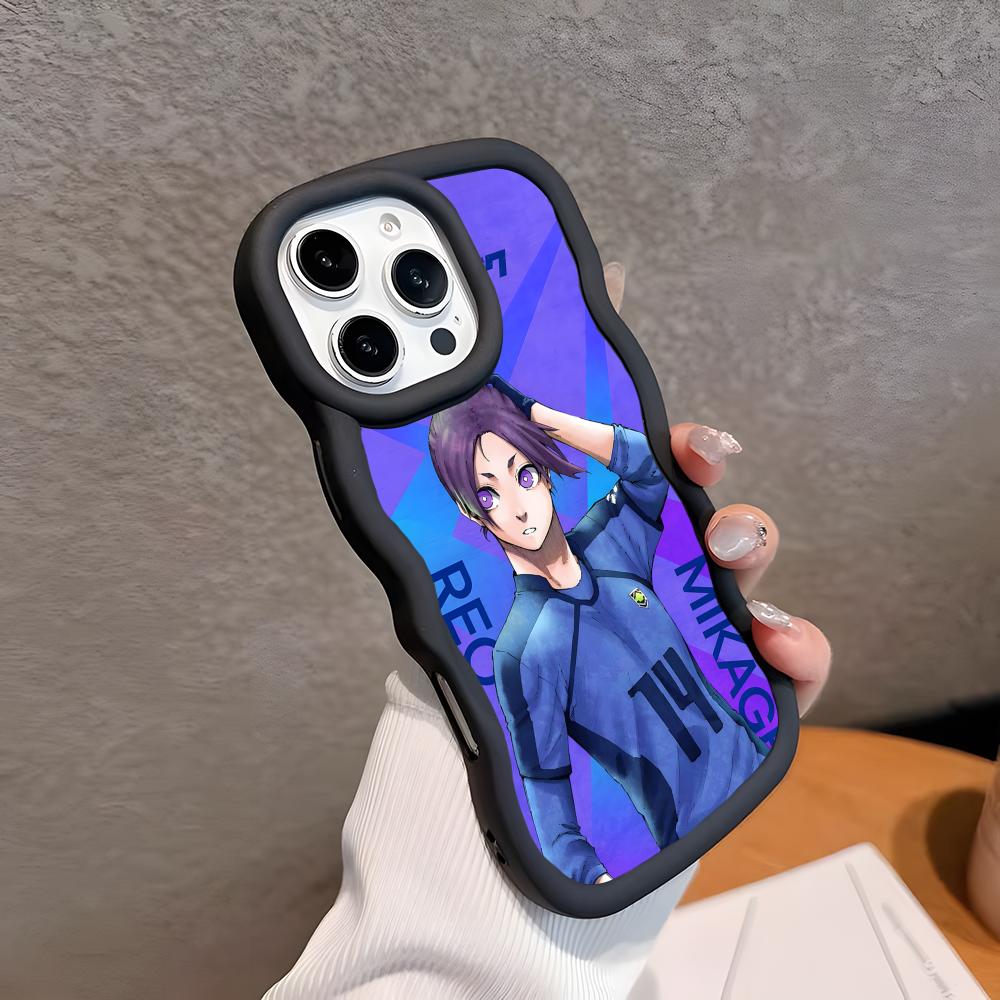 Blue Lock Reo Mikage Wavy Edge TPU Mobile Phone Case for iPhone 17 16 15 14 13 12 11 Air Pro Max Plus Colorful Cover