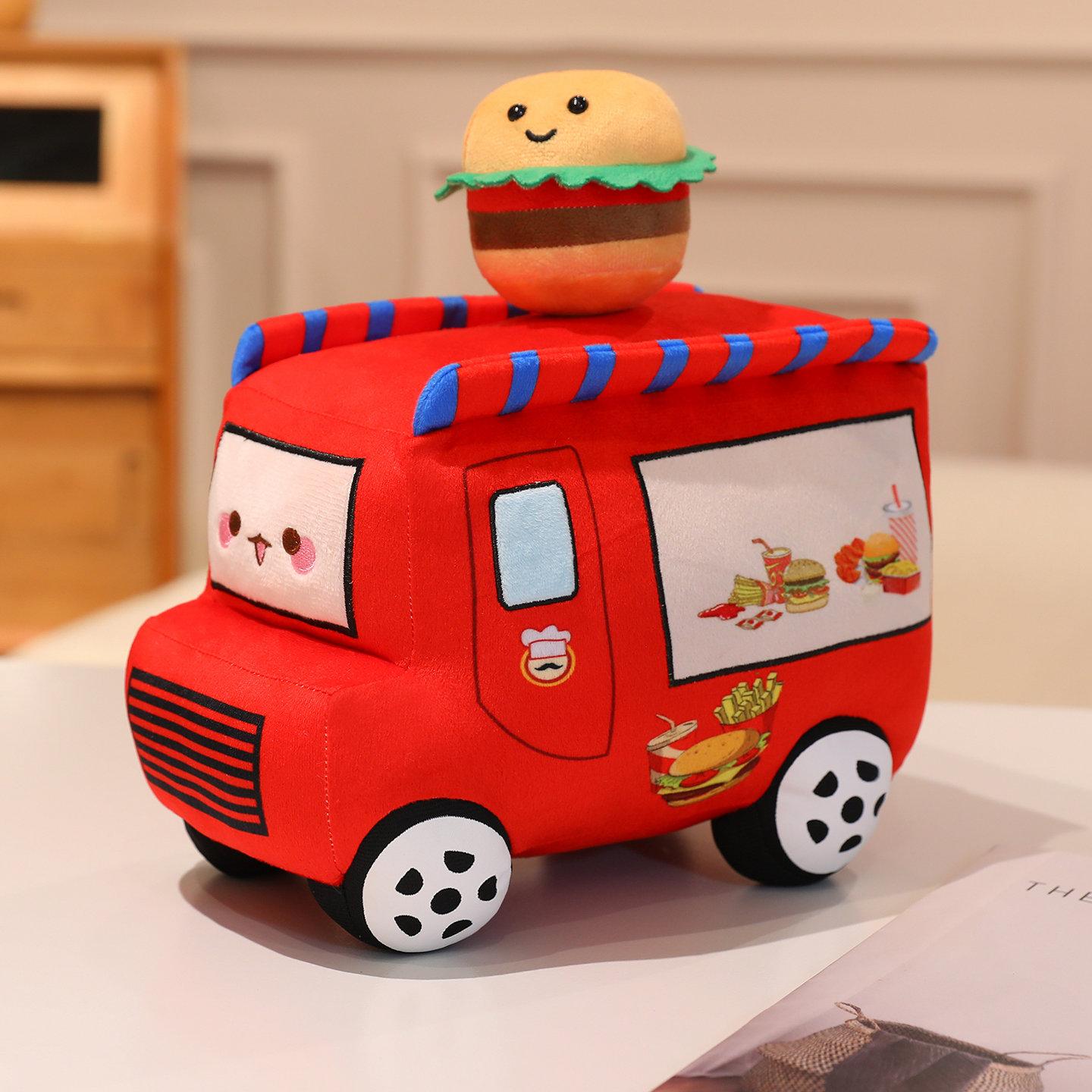 Levensechte Leuke Eetwagen Pluche Speelgoed Kussen Cartoon Auto Zachte Gevulde Poppen Baby Kinderen Cadeau Leuke Gevulde Poppen Woondecoratie About 28cm