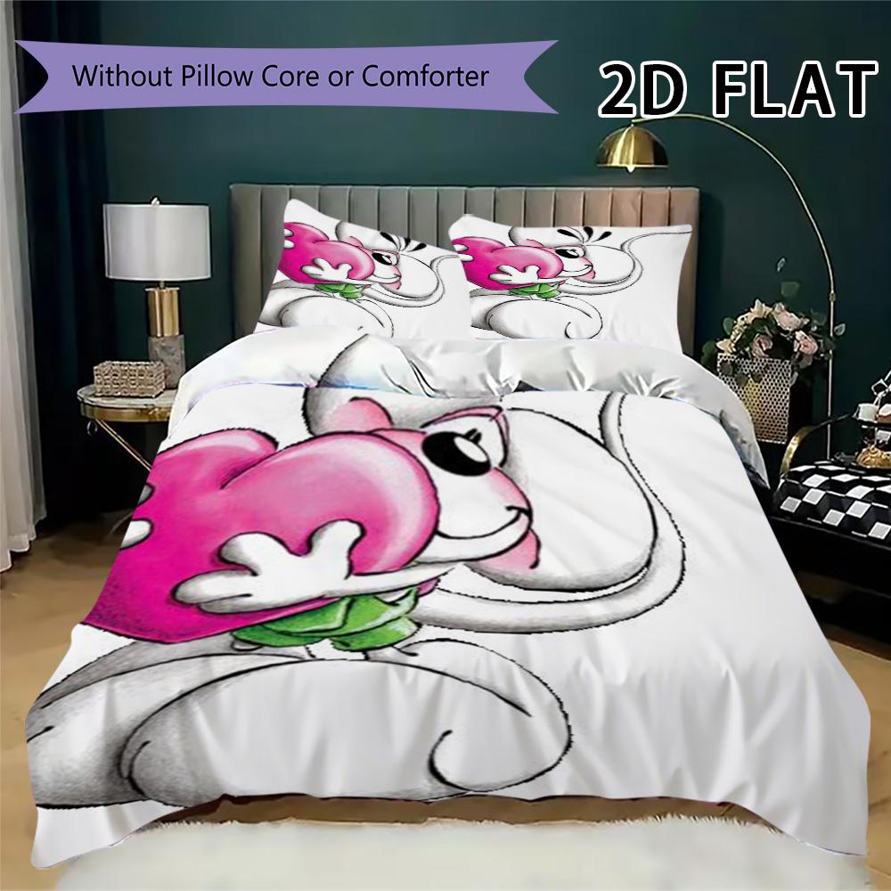 Diddl Pattern Bedding Uilt Set Uilt Cover Pillowcase Home Decoration Birthday Gift (1 * Duvet Cover + 2 * Pillowcase Without Core)
