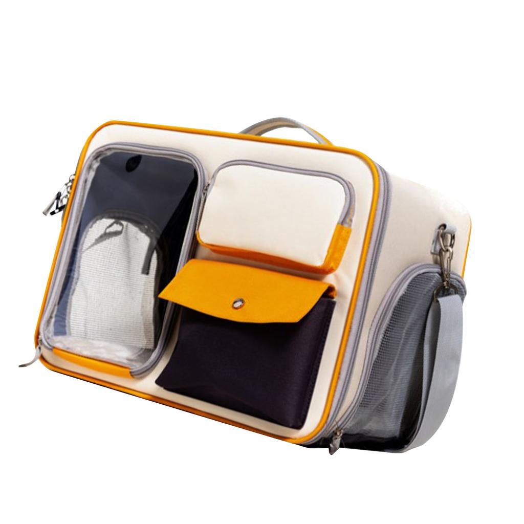 Rucsac Transport Animal de Companie Capacitate Mare Anti Zgârieturi Pânză Oxford Portabil pentru Pisici Câini Căței Bej