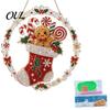 Handmade Christmas Home Decor Faux Diamond Art Ornament, DIY Santa Claus Sun Catcher Kit, Rhinestone Parent Child Interactive Crafts Xmas Wreath