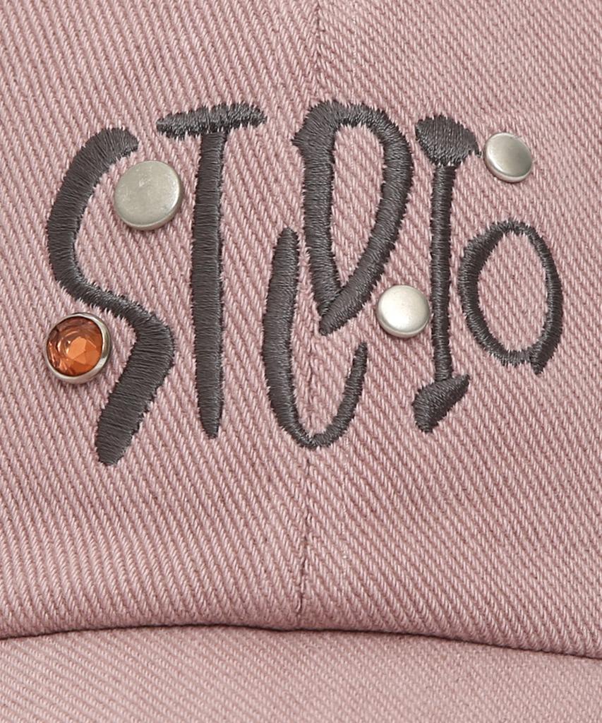 Eondeokeonteulolseutyudio Studded Logo Ball Cap Ball Cap / Jewel Stud / Batik Pink