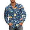 Men's Loose Fit Long Sleeve Shirt Hawaiian Style Retro Casual Button Down Shirt with Spread Collar Suitable for Spring and Autumn Wear