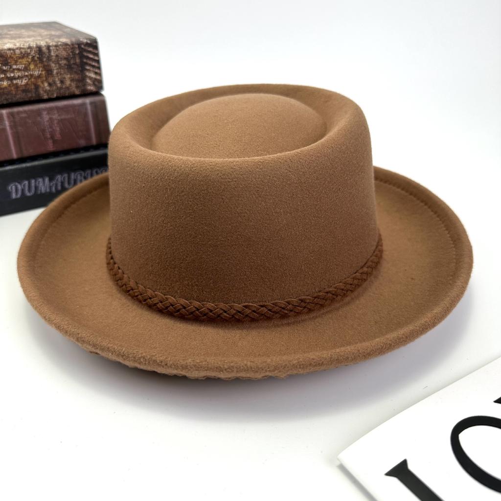 Four Seasons Top Hat Knitted With Felt Hat Curled Edge Flat Top Versatile Sunscreen Women And Men
