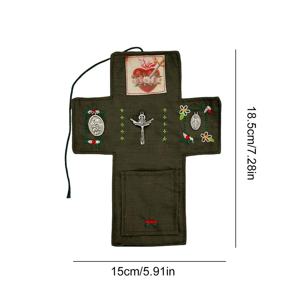 2/1PCS Portable Blessings Shrine With Cross Inside Prayer Quilt Handmade Sew Colorful Quilts Remembrance Christian Prayer Gifts