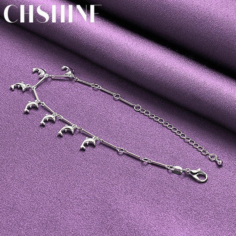 CHSHINE New 925 Sterling Silver Dolphin Charm Chain Bracelet For Women Lovers Party Fashion Jewelry