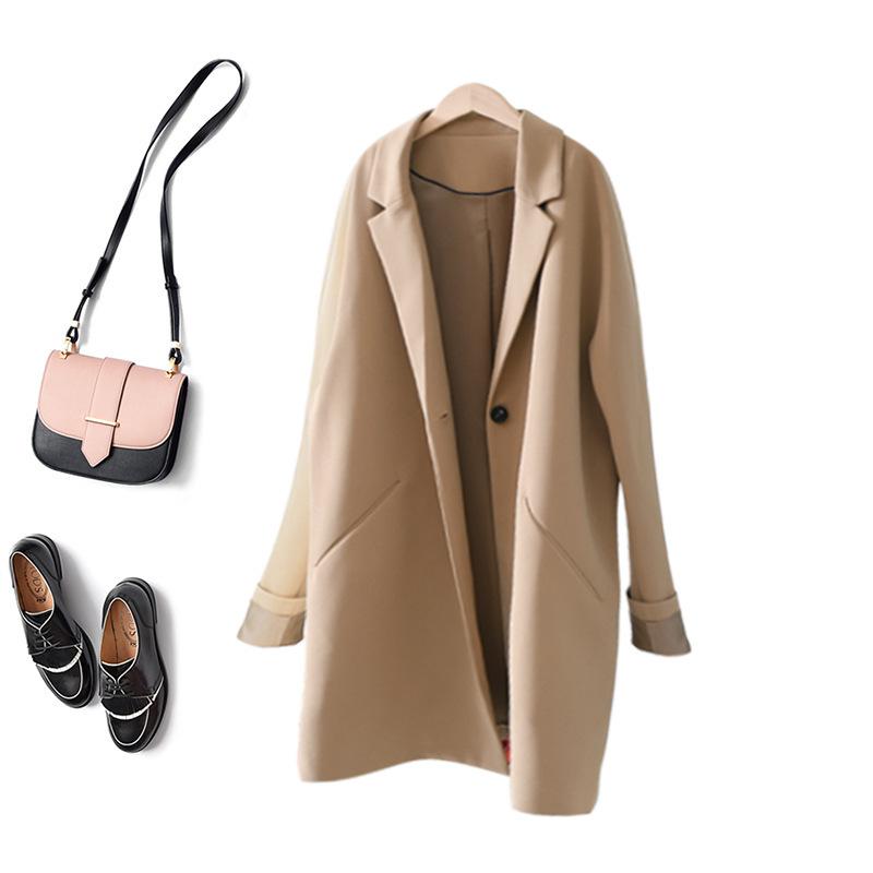 

Маленький костюм тренч женский средней длины и длинный высококлассный весенне-осенний женский наряд черный хаки весенняя женская куртка 42 хаки