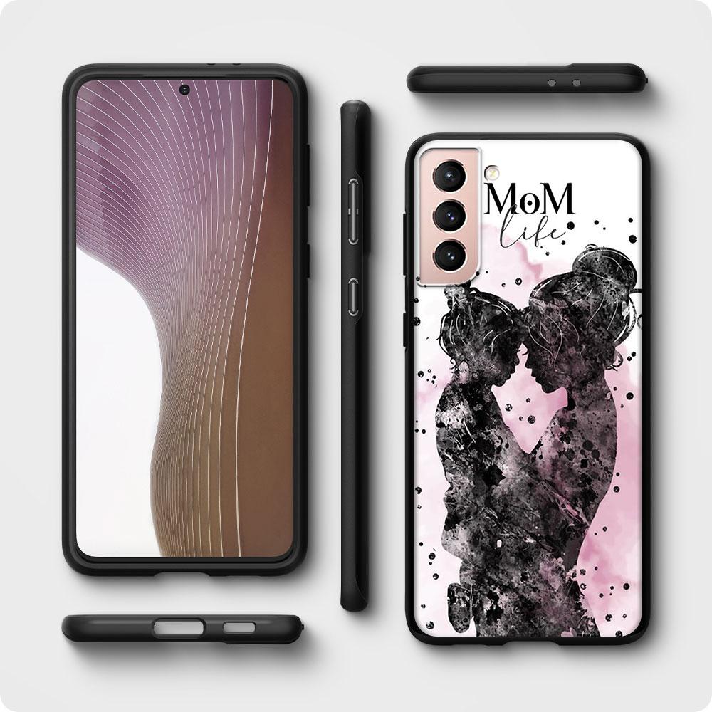 Mom And Baby Girl Boy Black Case for Samsung Galaxy S23 S22 Ultra Cases S21 S20 FE S10 S9 S8 Plus S10e S7 Silicone Phone Cover