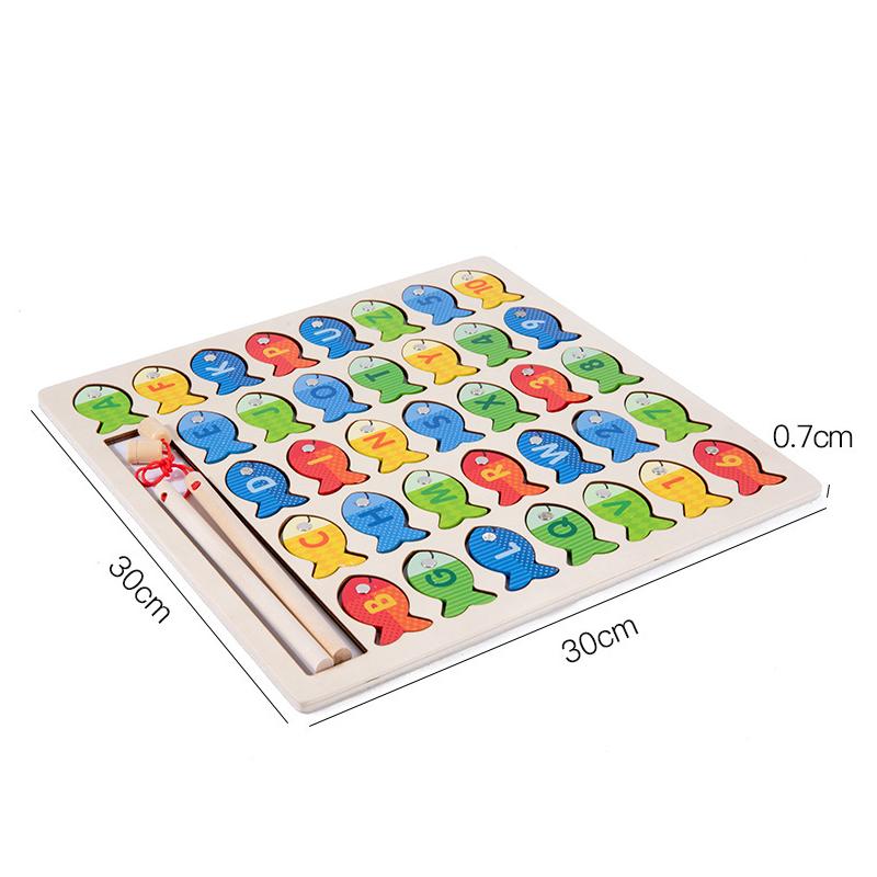 

Montessori Educational Toy Wooden Fishing Puzzle Board Game Magnetic Fish Letter Digital Cognize Toy for Kids Preschool Learning