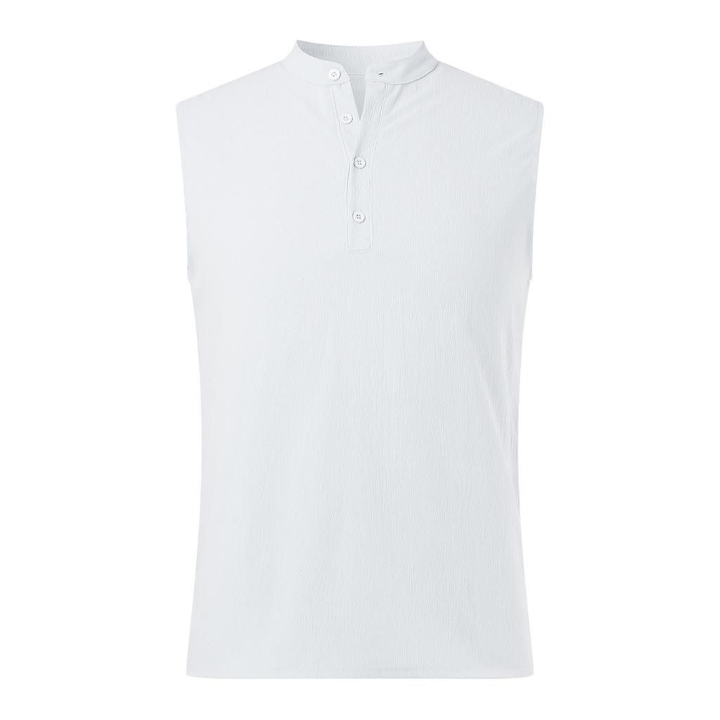 Men's Vintage Cotton And Linen Solid Color Casual Sleeveless