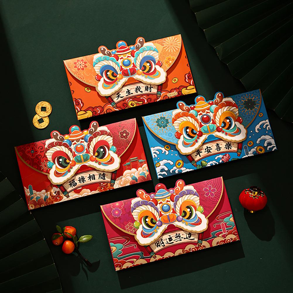 4 Pieces Chinese New Year Red Envelopes Of The Dragon Lunar New Year Red Packet For Spring Festival Chinese Cartoon Envelope