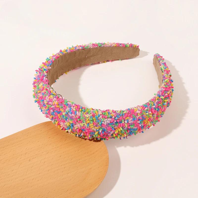 Colorful Candy Acrylic Headbands for Women Sweet Girl Birthday Gift Rainbow Candy Cream Color Hairbands Birthday Cake Headwears