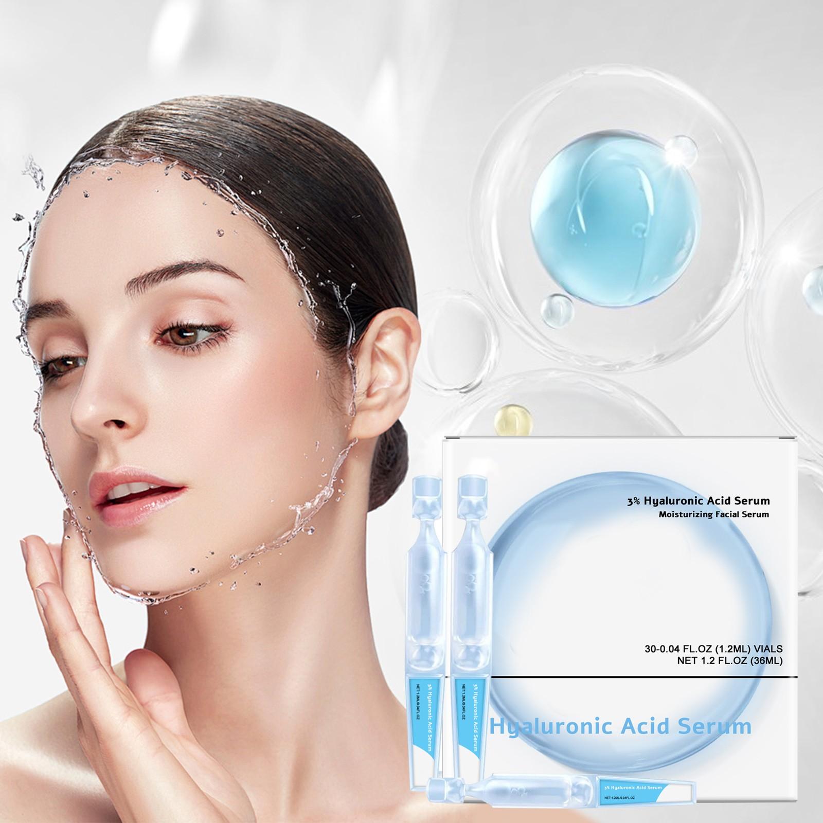 

3% Гиалуроновая сыворотка Ультра увлажняющий флакон, Ультра увлажняющая сыворотка Гиалуроновая увлажняющая сыворотка для лица(1,2 мл*30) One Size