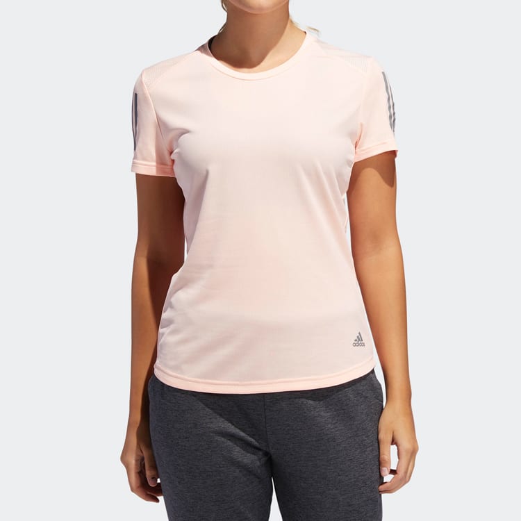 Adidas T Shirts Women's Light Pink Crew Neck Moderate DX1975