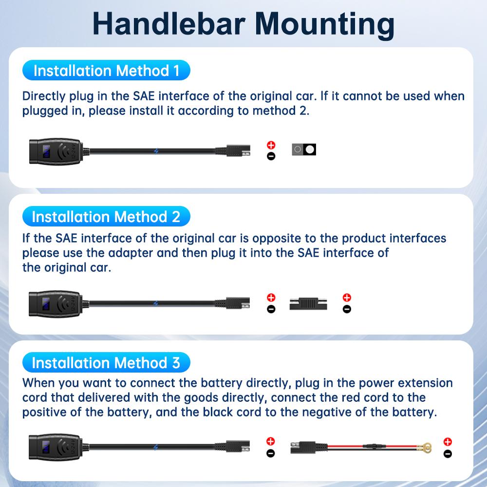 Motorcycle 48W Mobile Phone Quick Charger Waterproof and Dustproof  Intelligent Fast Charging Voltage Display ON/Off