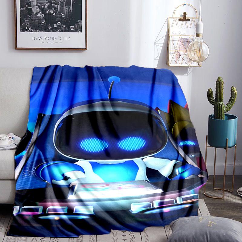 Space Adventure Robot Throws Blanket Flannel Blankets Plush for Couch Bed Gifts for Men Women Travel picnic blanket Christmas fan gifts
