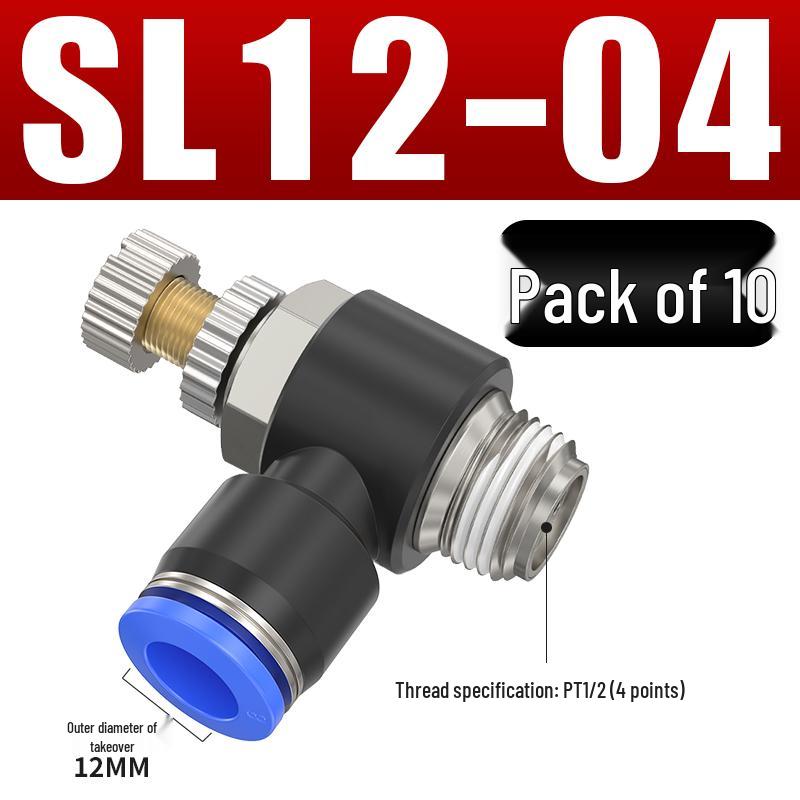 Adjustable Pneumatic Throttle and Speed Control Valve with Quick Connector for Air Tubes SL4 6 8-M5-01-02